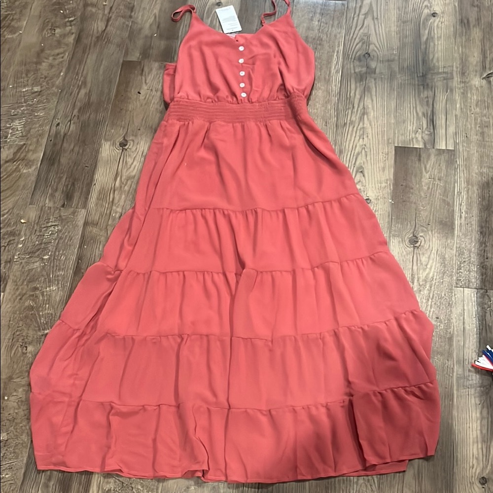 Chic Coral Tiered Maxi Dress